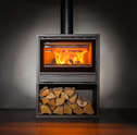 Opus Tempo 70 stove on Log store