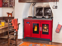Traditional Smart 120 in red hob covers open
